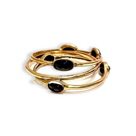 CHICO’s Black Stone Gold Bangle Set | NWOT - Picture 6 of 6